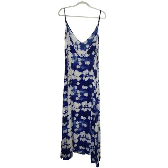 TYSA Dresses & Skirts - TYSA Blue & White Tie Dye Maxi Dress Spaghetti Strap V-Neck Rayon Summer Size 0